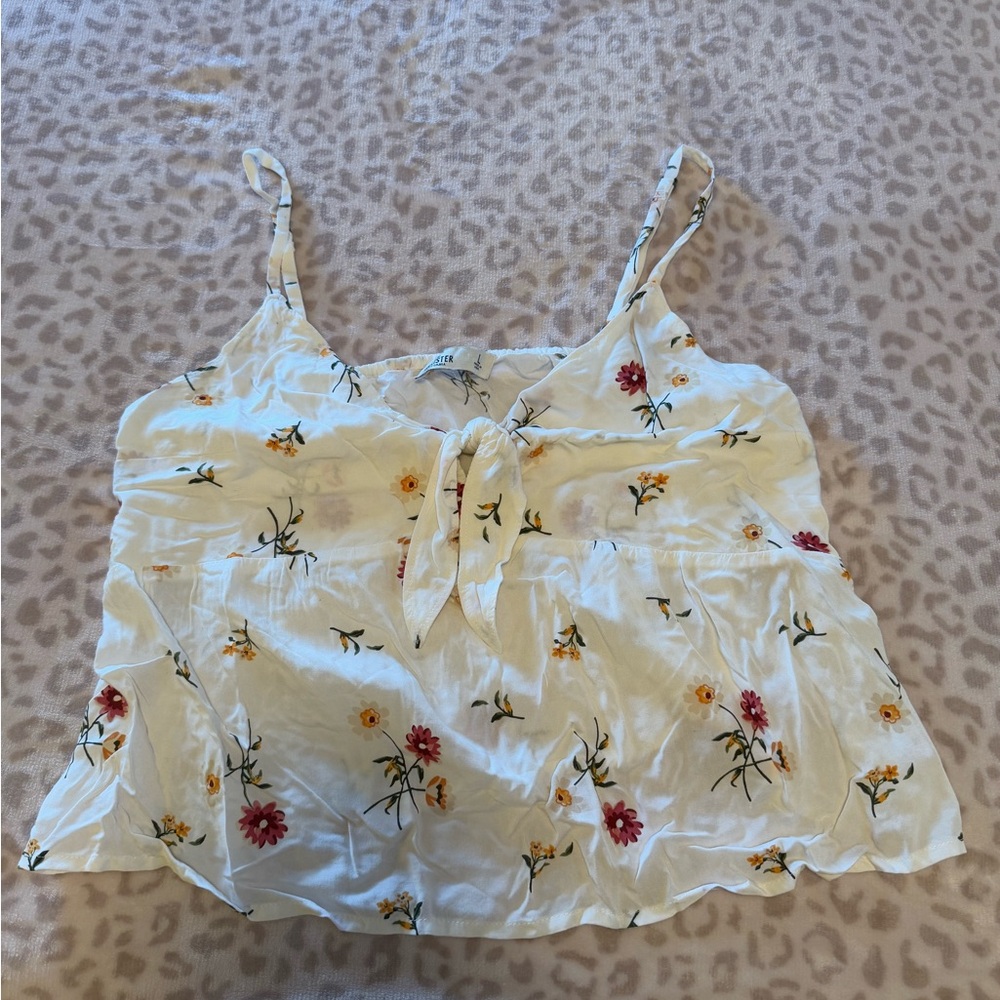 Hollister Floral White Tank Top